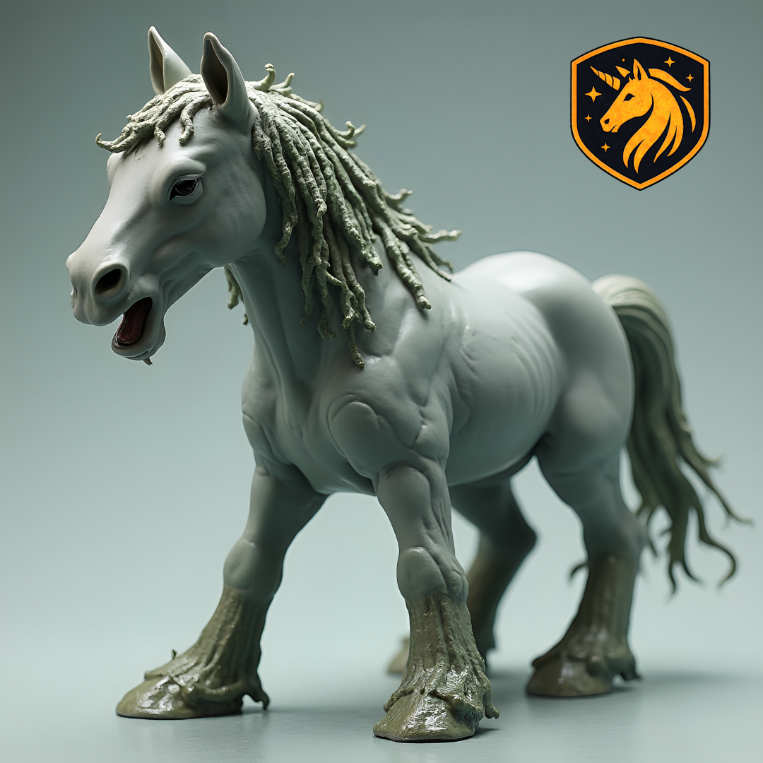 Grotesque Warhorse Miniature | Undead Horse for D&D & Pathfinder | Unpainted Resin