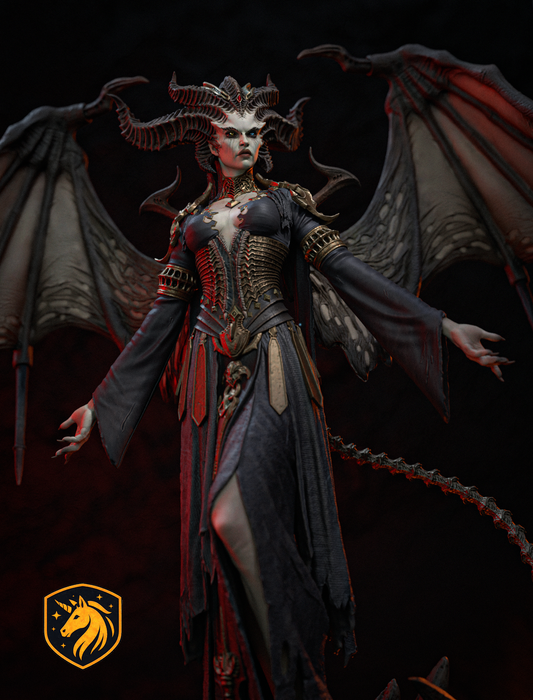 Lilith Diablo Inspired Demon Queen Statue | Winged Succubus Resin Figure | Dark Fantasy Fan Art Kit | Multi-Part Unpainted 3D Printed Model