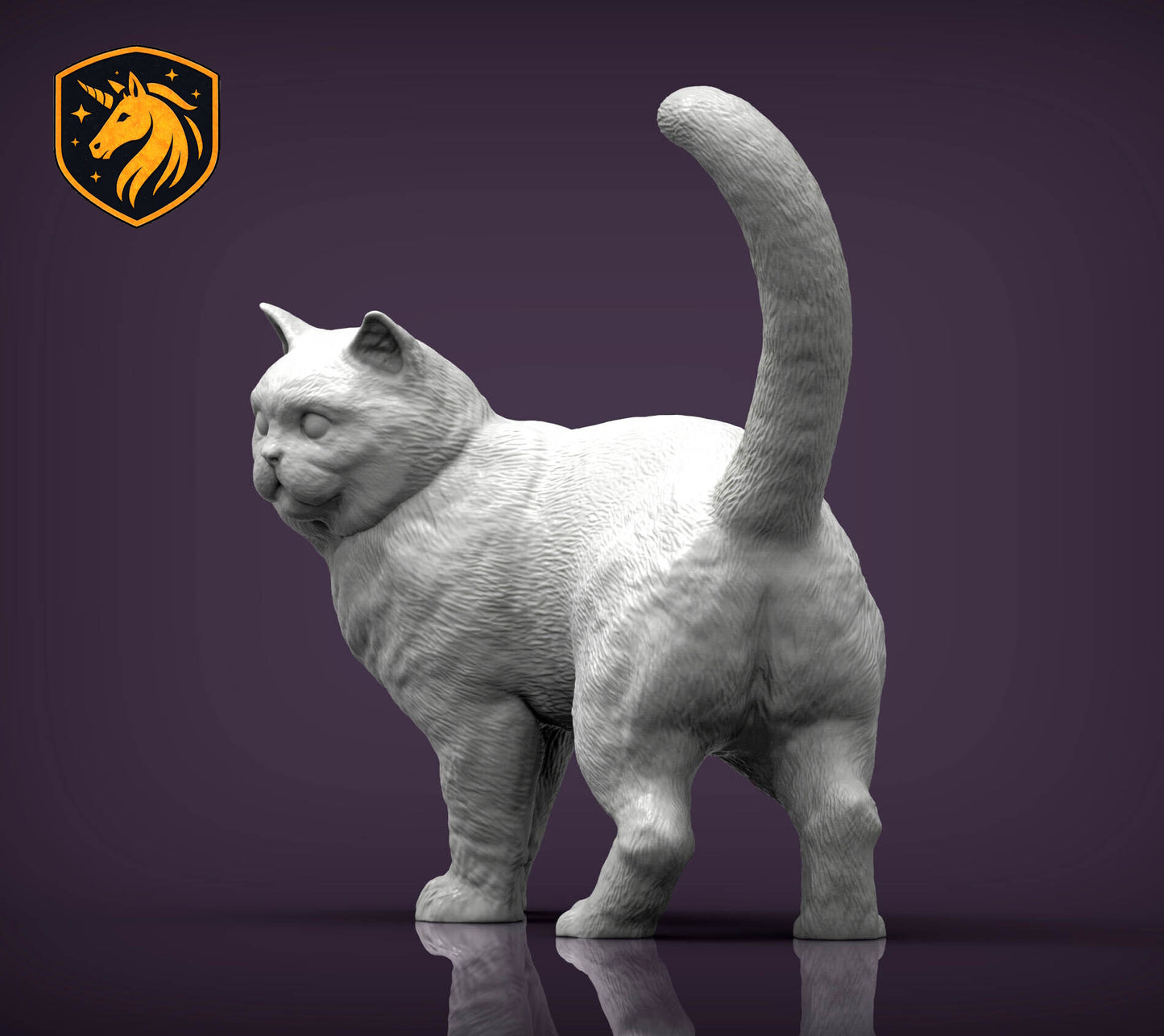 British Shorthair Cat Standing Pose – Unpainted ABS Resin Model, Realistic Cat Sculpture, Collector's Display Piece
