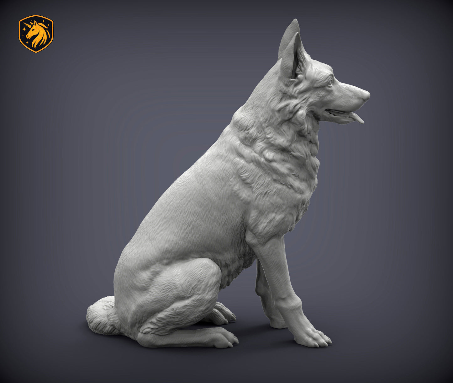 German Shepherd (Sitting Pose) – Unpainted ABS Resin Model | Realistic Dog Sculpture