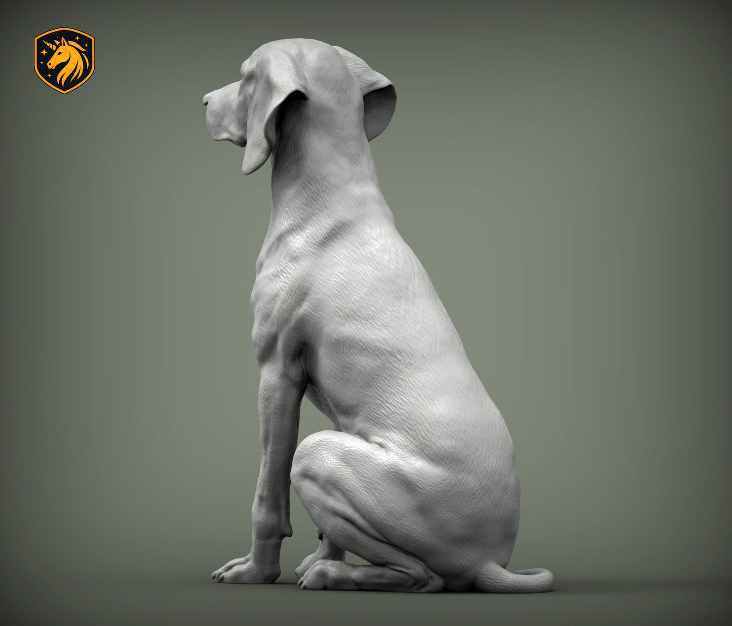 Hungarian Vizsla / Pointer (Sitting Pose) – Unpainted ABS Resin Model | Realistic Dog Sculpture