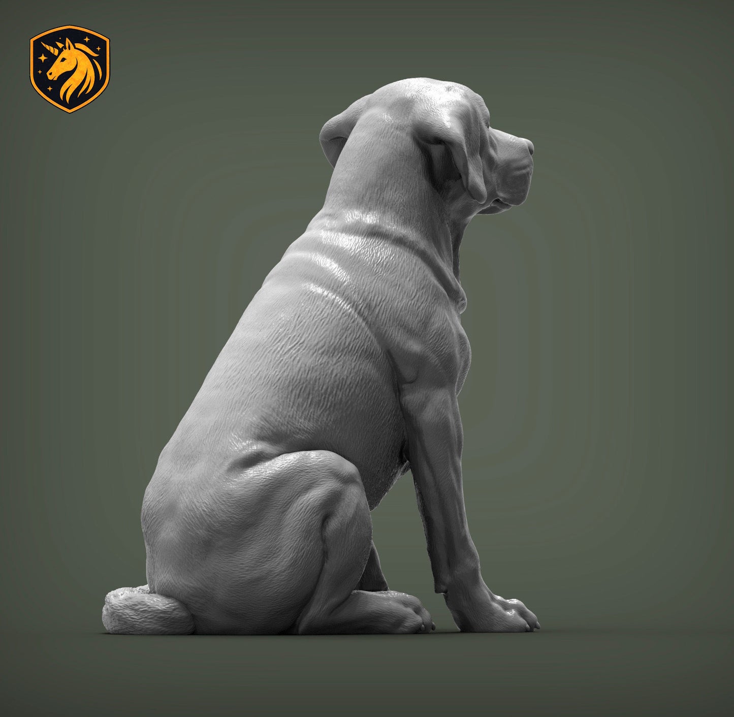 Labrador Retriever (Sitting Pose) – Unpainted ABS Resin Model | Realistic Dog Sculpture