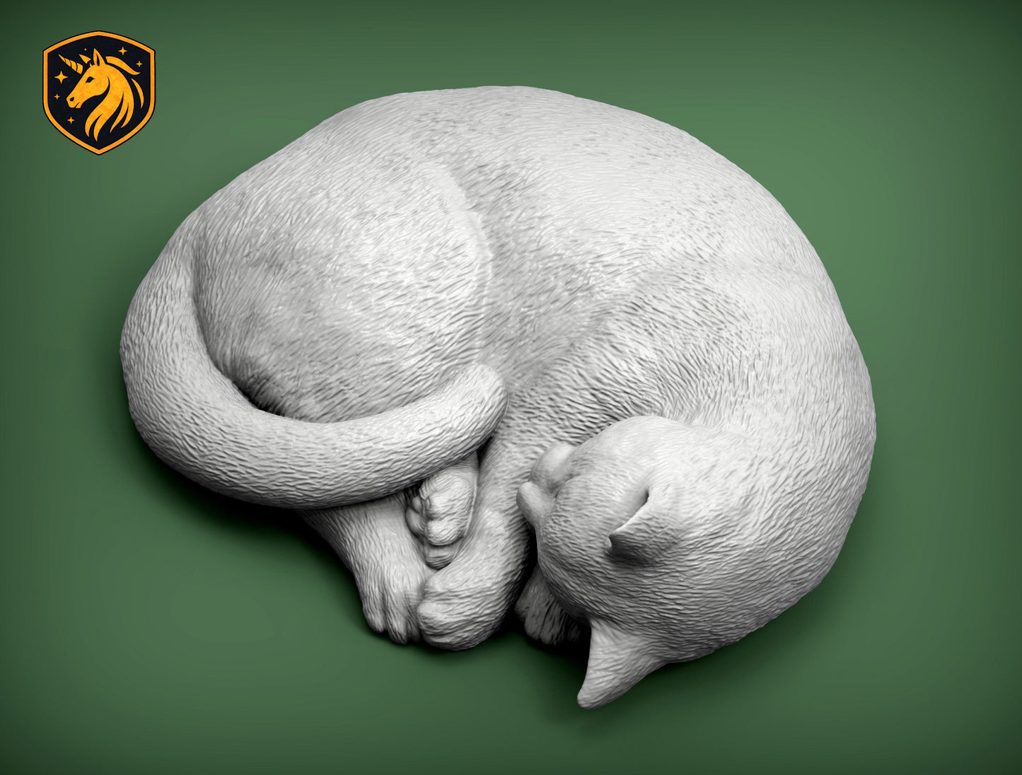 Sleeping Cat Curled Pose – Unpainted ABS Resin Model, Realistic Slumbering Cat Sculpture, Collector's Display Piece