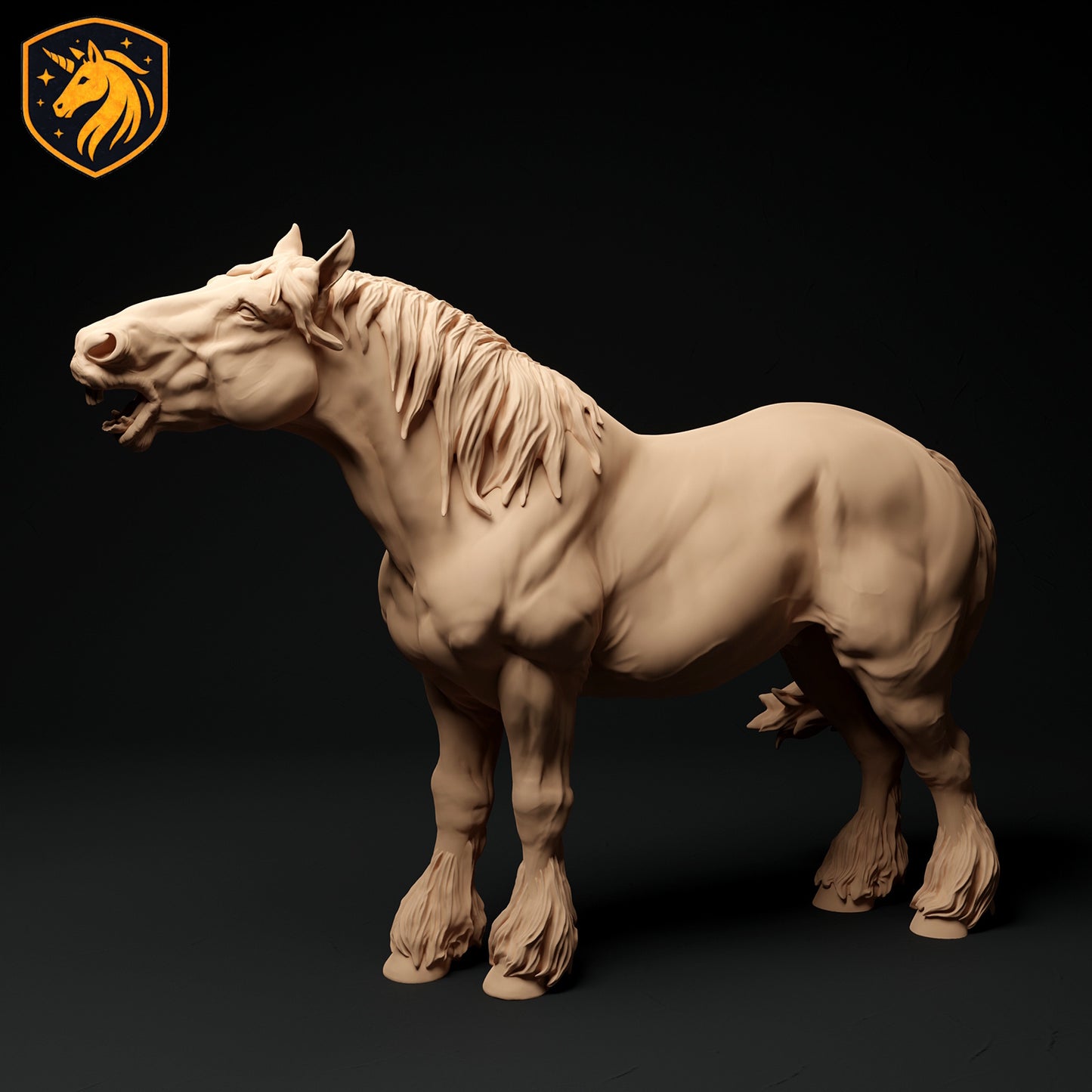 Suffolk Punch Horse Neigh Resin Model | 1/6 Scale Available | Unpainted ABS White Resin