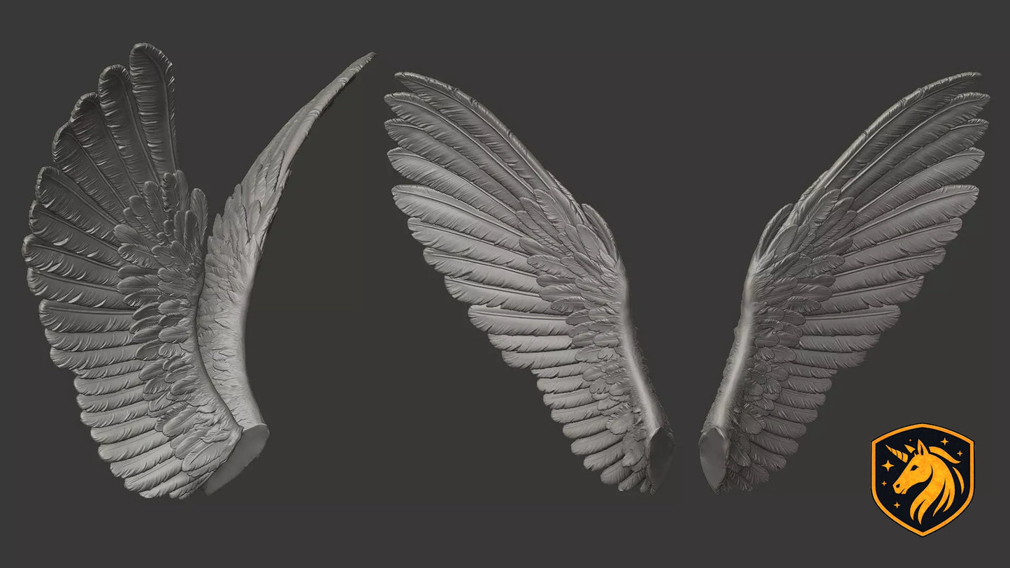 Angel Wings (Pair - Style 5) for Model Horse Artists – Unpainted Resin | All Scales Available
