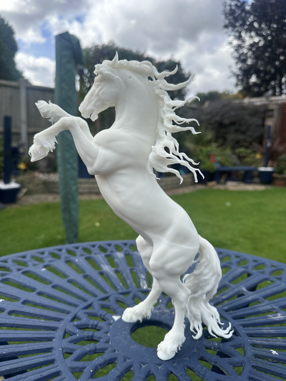 Friesian Horse (Rearing) Resin Model | Unpainted ABS White Resin