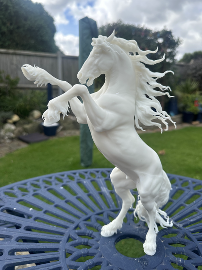 Friesian Horse (Rearing) Resin Model | Unpainted ABS White Resin