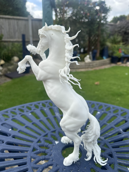 Friesian Horse (Rearing) Resin Model | Unpainted ABS White Resin