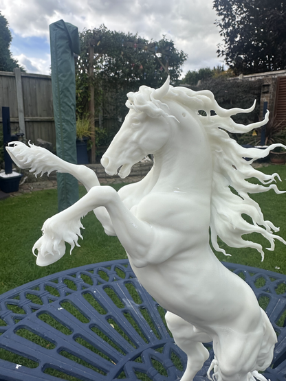 Friesian Horse (Rearing) Resin Model | Unpainted ABS White Resin