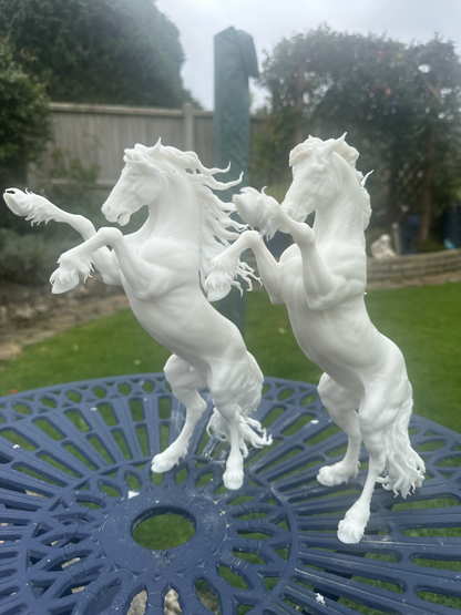 Friesian Horse (Rearing) Resin Model PAIR | Unpainted ABS White Resin