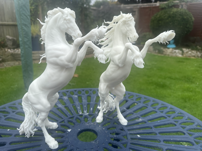 Friesian Horse (Rearing) Resin Model PAIR | Unpainted ABS White Resin