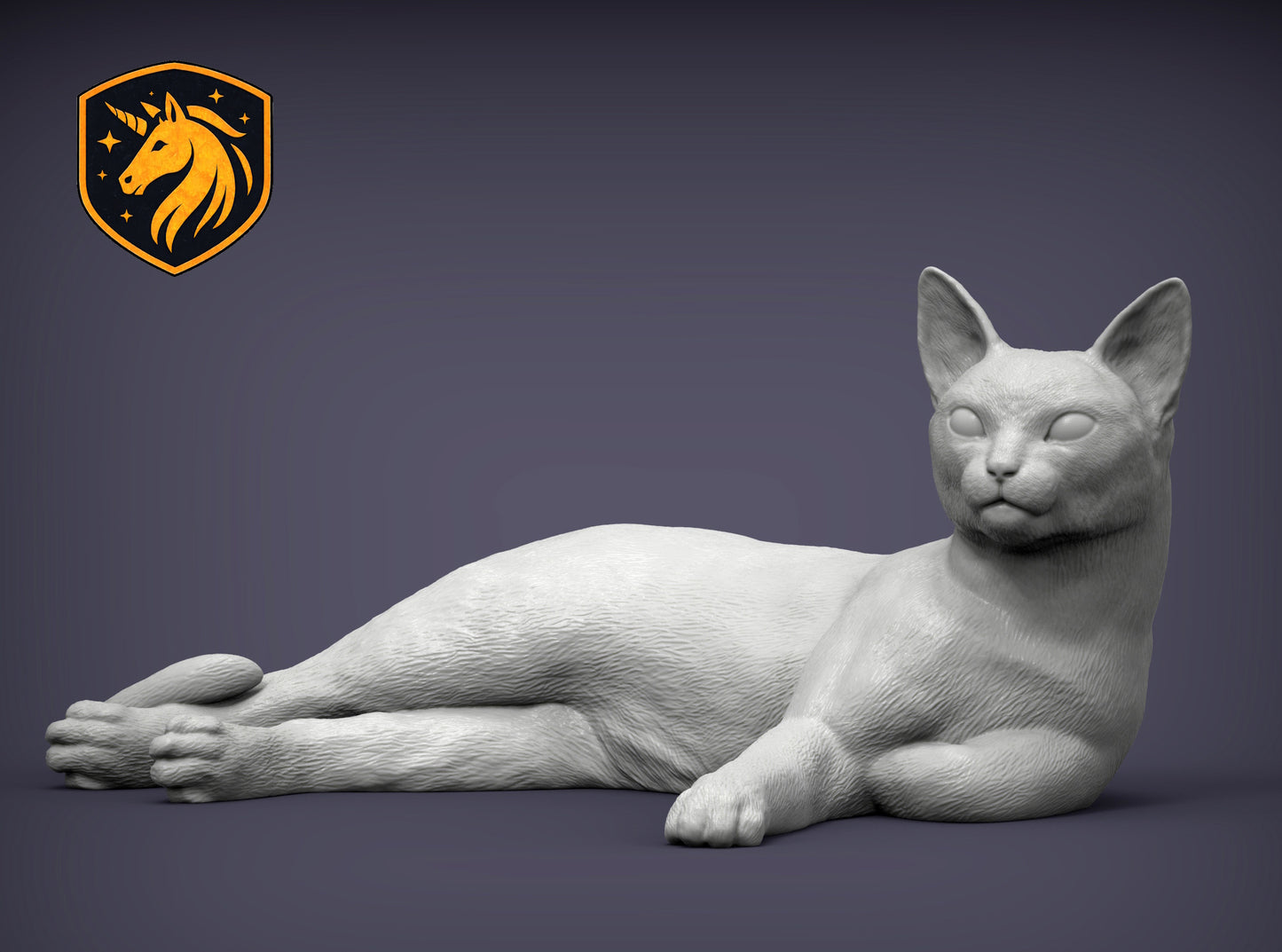 Abyssinian Cat Lying Pose – Unpainted ABS Resin Model, Realistic Cat Sculpture, Collector's Display Piece