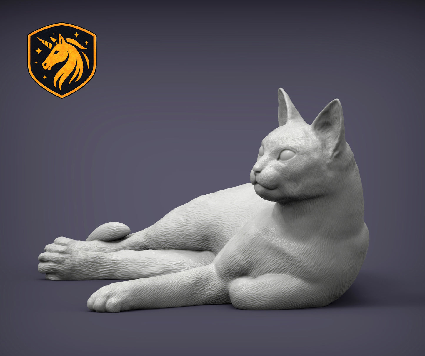 Abyssinian Cat Lying Pose – Unpainted ABS Resin Model, Realistic Cat Sculpture, Collector's Display Piece