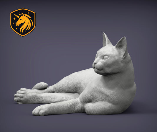 Abyssinian Cat Lying Pose – Unpainted ABS Resin Model, Realistic Cat Sculpture, Collector's Display Piece