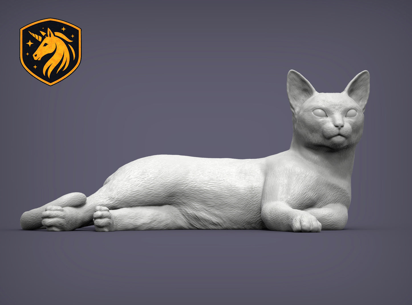Abyssinian Cat Lying Pose – Unpainted ABS Resin Model, Realistic Cat Sculpture, Collector's Display Piece