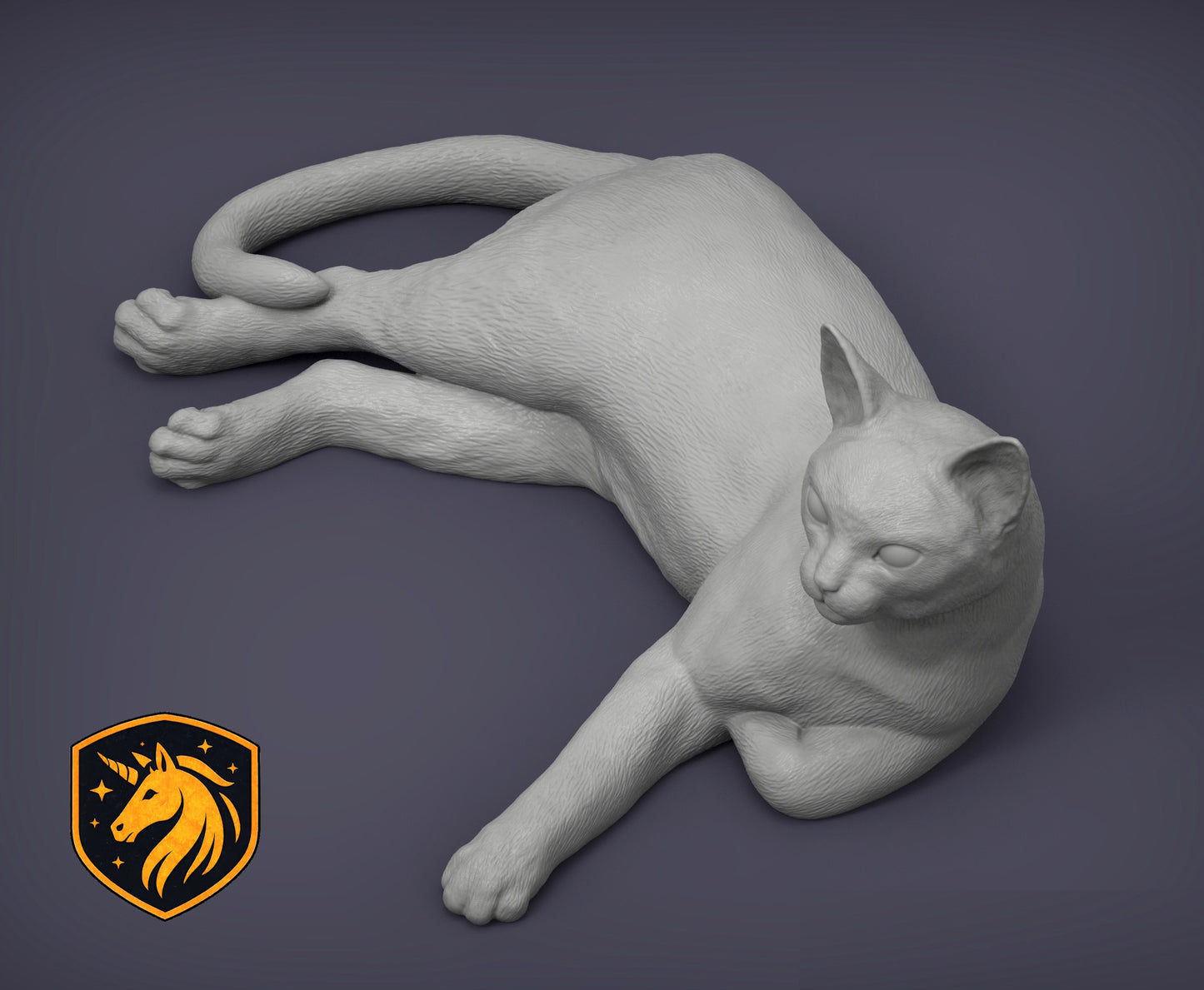 Abyssinian Cat Lying Pose – Unpainted ABS Resin Model, Realistic Cat Sculpture, Collector's Display Piece