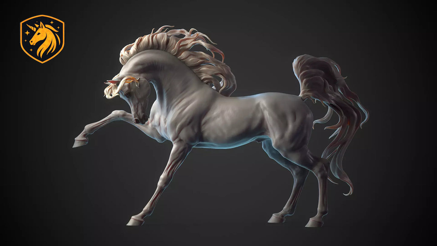 Arabian Horse Striking Out Resin Model | Unpainted ABS White Resin