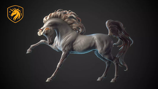 Arabian Horse Striking Out Resin Model | Unpainted ABS White Resin