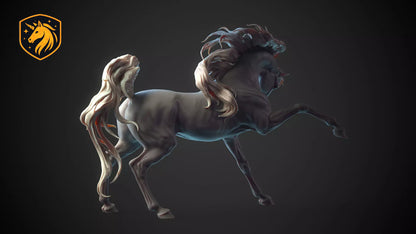 Arabian Horse Striking Out Resin Model | Unpainted ABS White Resin
