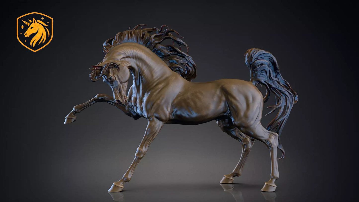 Arabian Horse Striking Out Resin Model | Unpainted ABS White Resin