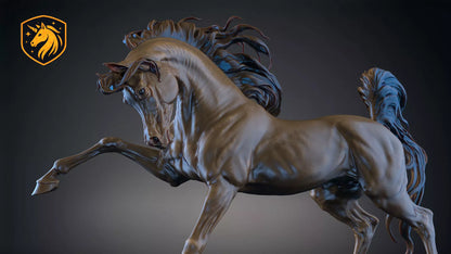 Arabian Horse Striking Out Resin Model | Unpainted ABS White Resin