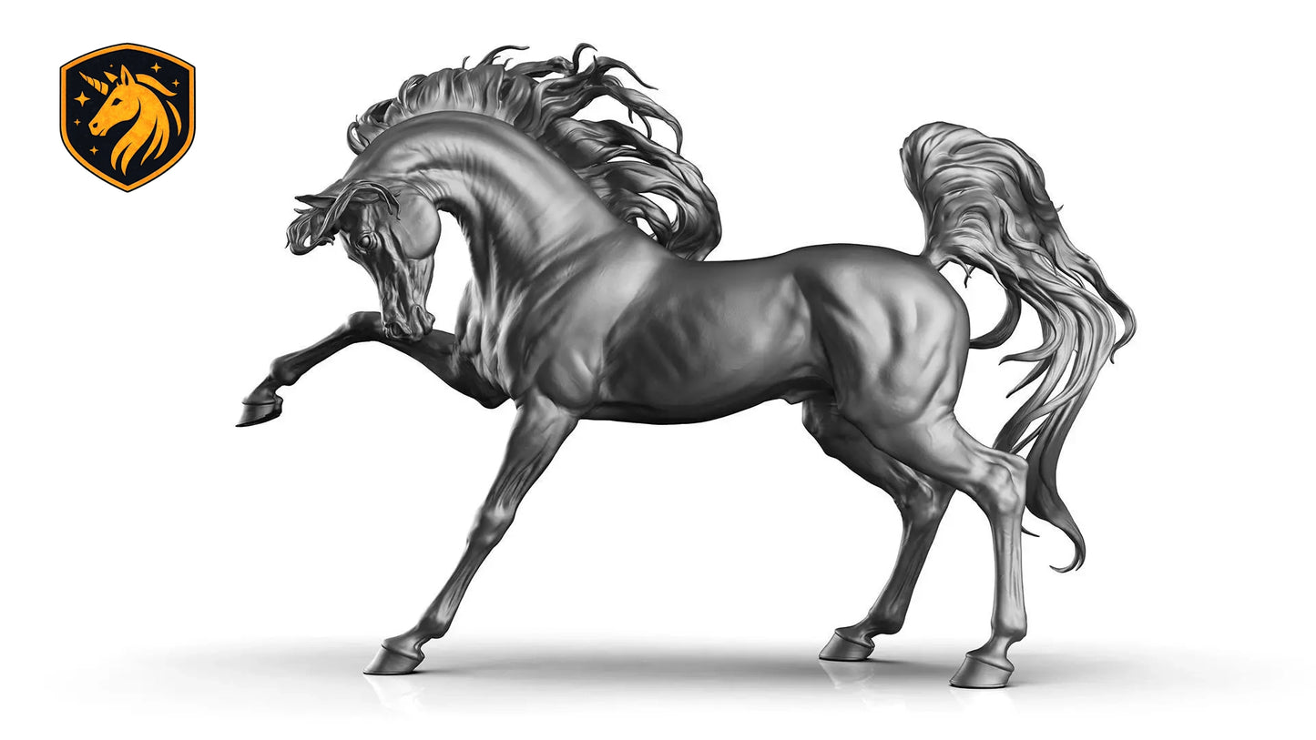 Arabian Horse Striking Out Resin Model | Unpainted ABS White Resin