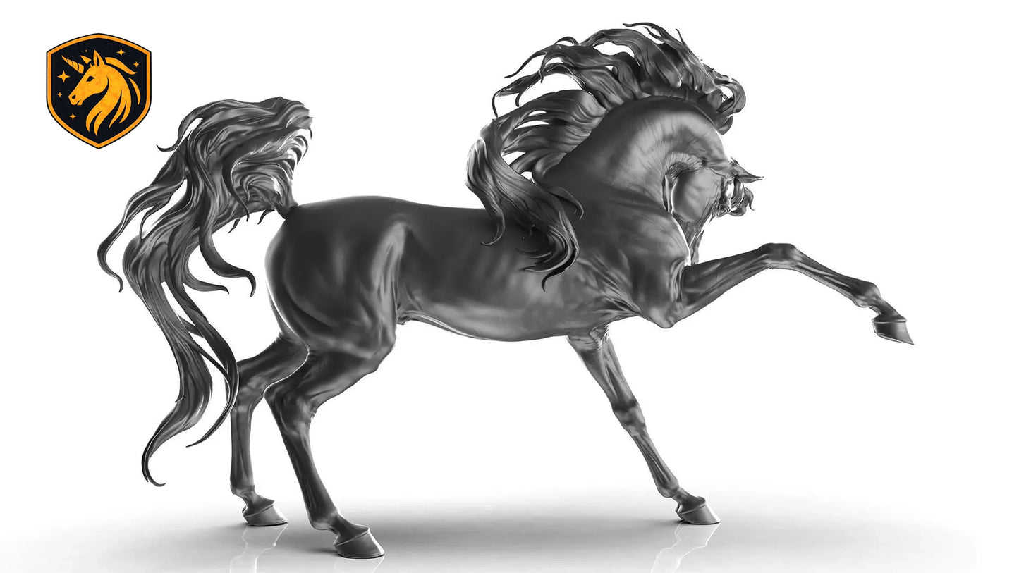 Arabian Horse Striking Out Resin Model | Unpainted ABS White Resin