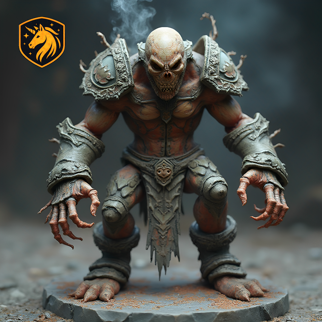 Armored Necromancer Miniature for D&D / Pathfinder (1x1 to 4x4 Bases)