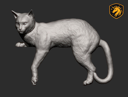 Cat Draped on Shelf Pose – Unpainted ABS Resin Model, Realistic Lounging Cat Sculpture, Edge-Hanging Display Piece