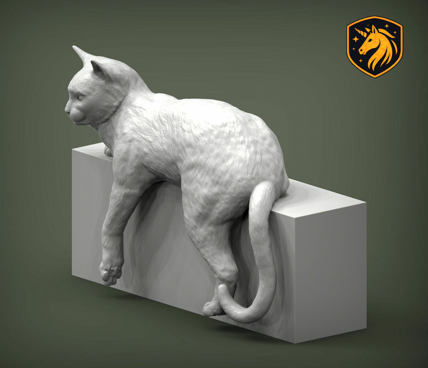 Cat Draped on Shelf Pose – Unpainted ABS Resin Model, Realistic Lounging Cat Sculpture, Edge-Hanging Display Piece