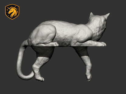 Cat Draped on Shelf Pose – Unpainted ABS Resin Model, Realistic Lounging Cat Sculpture, Edge-Hanging Display Piece