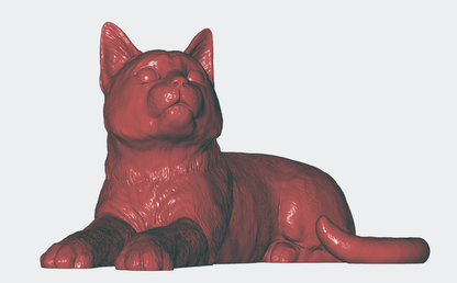 Cat on Plinth Resting Pose – Unpainted ABS Resin Model, Realistic Shelf Cat Sculpture, Hanging Paws Display Piece