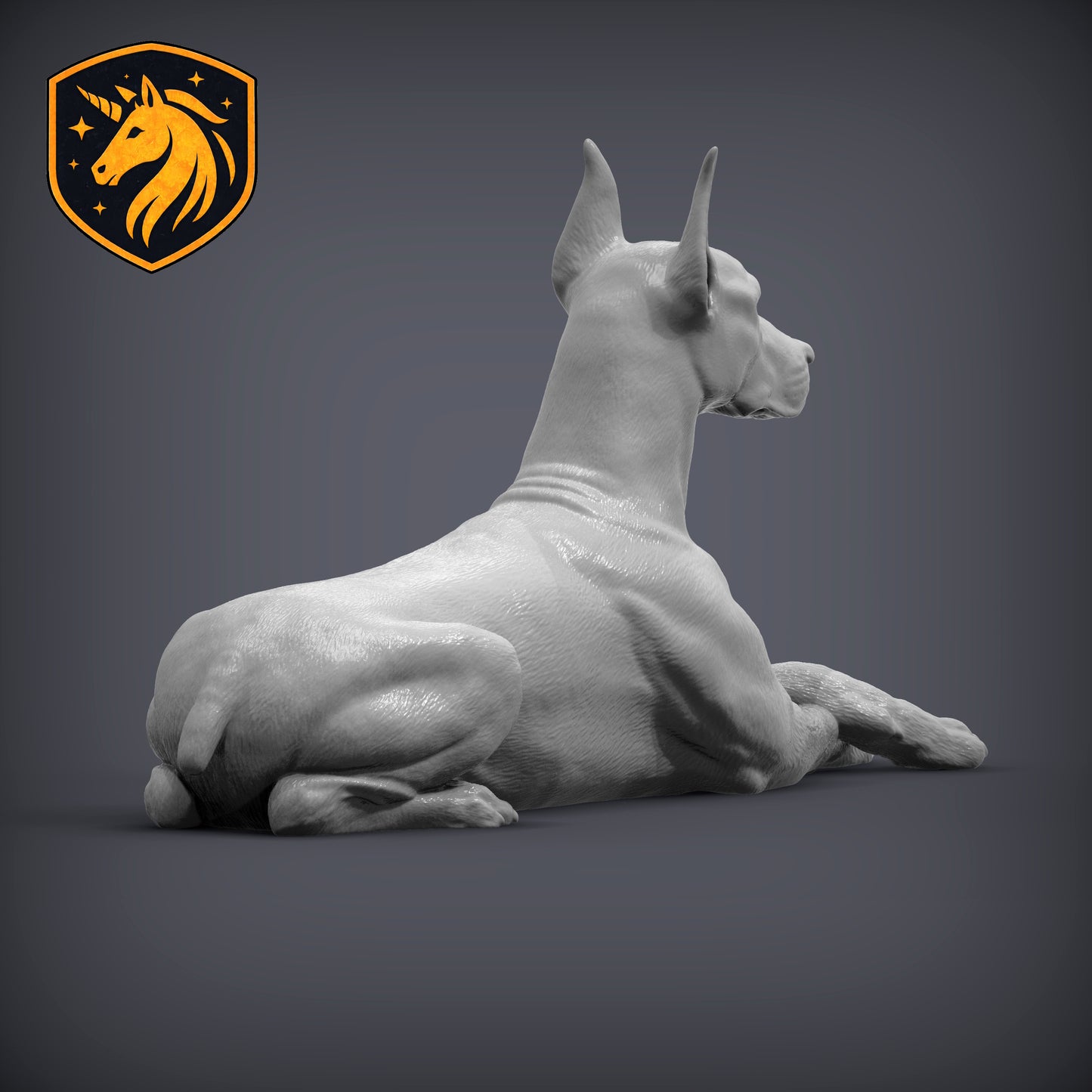 Doberman (Lying Pose) – Unpainted ABS Resin Model | Realistic Canine Sculpture