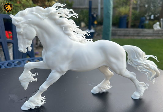Friesian Horse Trotting Resin Model | Unpainted ABS White Resin