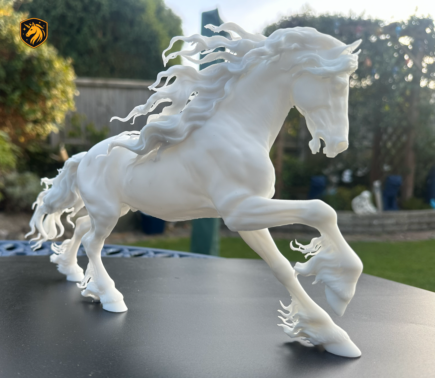 Friesian Horse Trotting Resin Model | Unpainted ABS White Resin