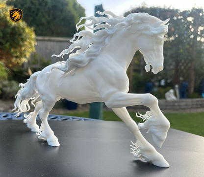 Friesian Horse Trotting Resin Model | Unpainted ABS White Resin
