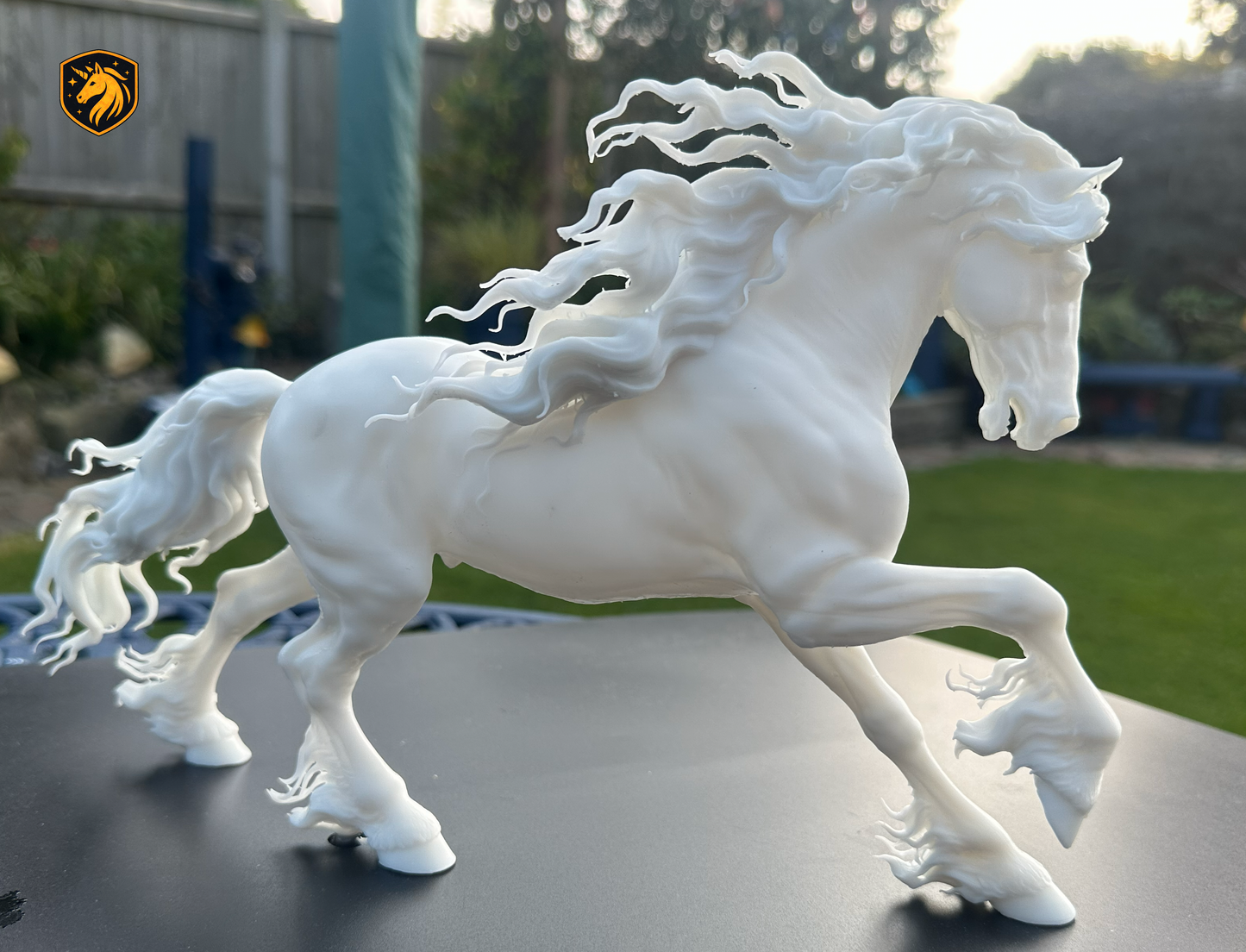 Friesian Horse Trotting Resin Model | Unpainted ABS White Resin