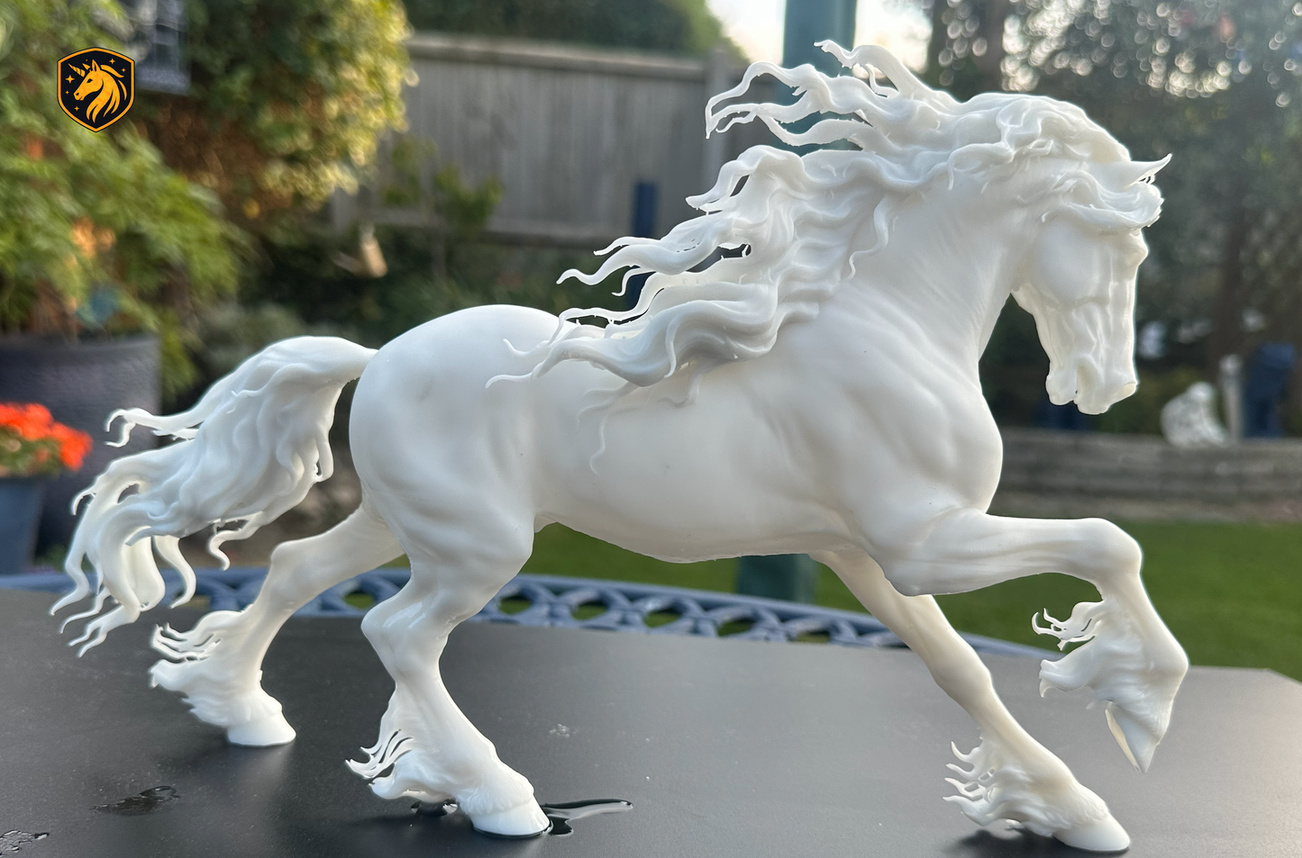 Friesian Horse Trotting Resin Model | Unpainted ABS White Resin
