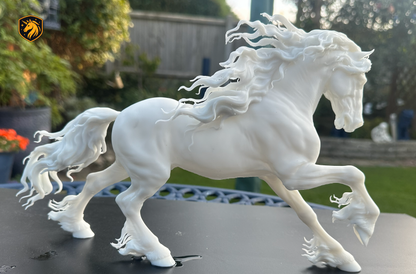 Friesian Horse Trotting Resin Model | Unpainted ABS White Resin