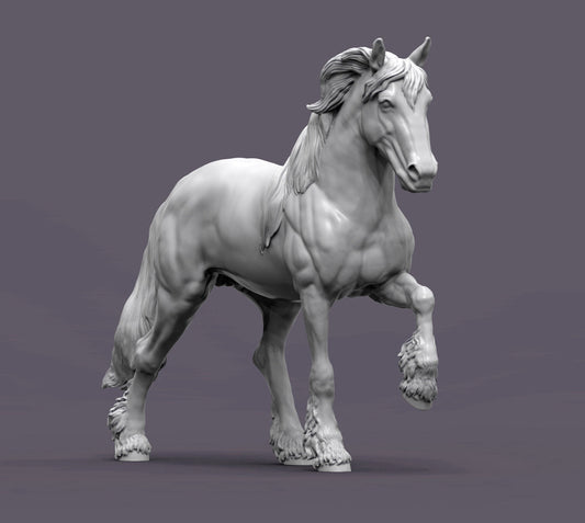 Friesian Horse – Unpainted 3D Print | ABS White Resin