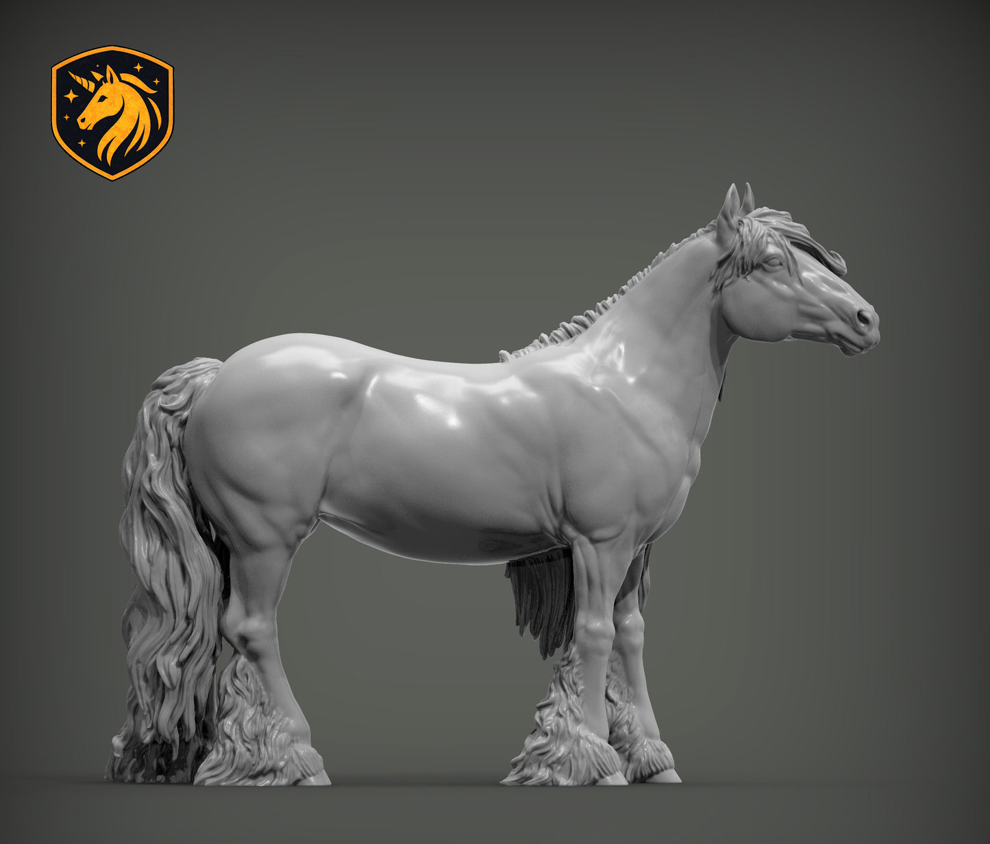Gypsy Cob (Standing Pose) – Unpainted ABS Resin Model | Traditional Vanner Horse Sculpture