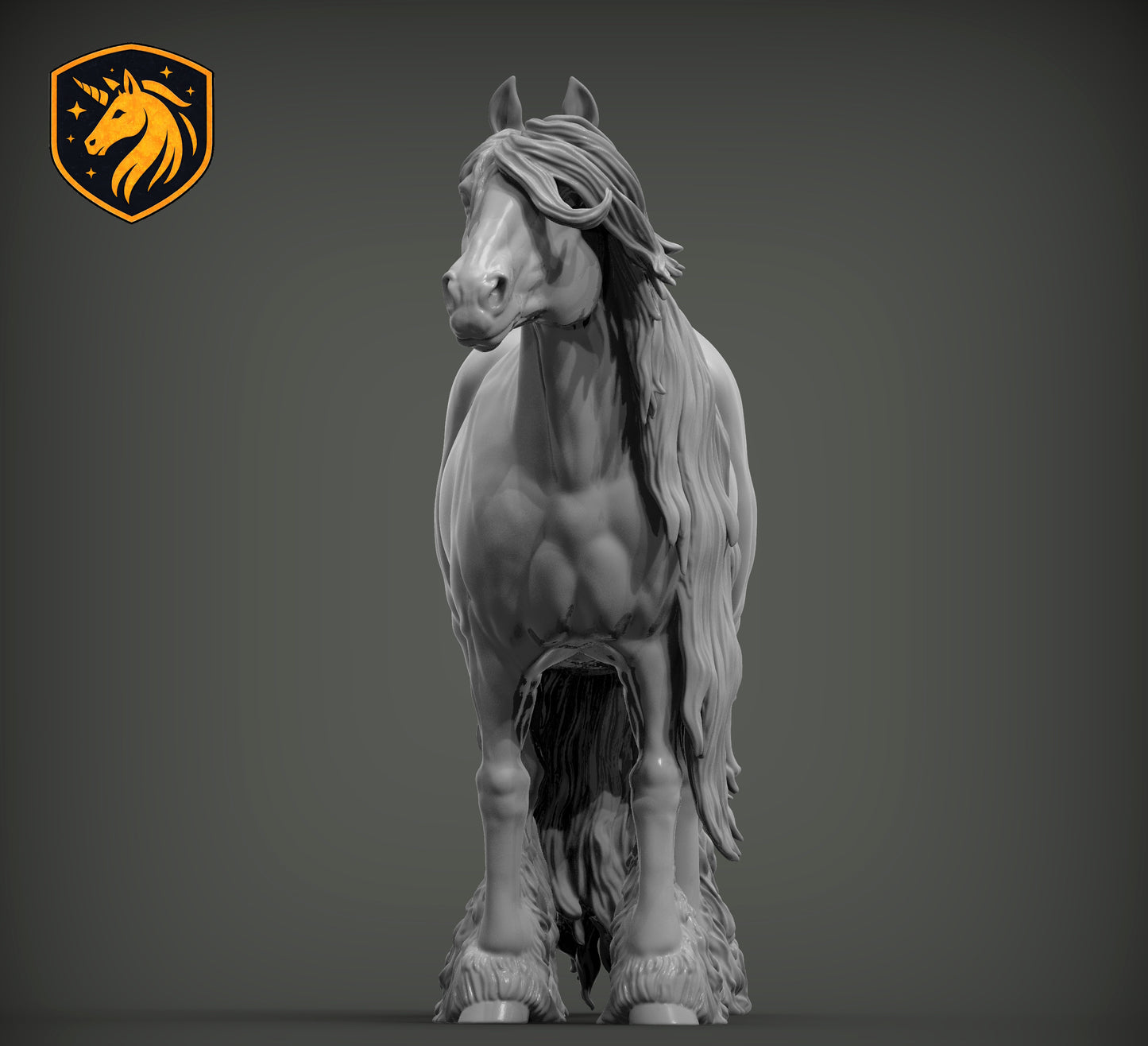 Gypsy Cob (Standing Pose) – Unpainted ABS Resin Model | Traditional Vanner Horse Sculpture