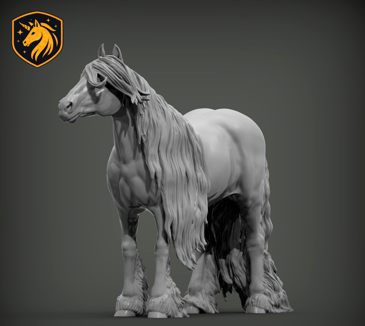 Gypsy Cob (Standing Pose) – Unpainted ABS Resin Model | Traditional Vanner Horse Sculpture