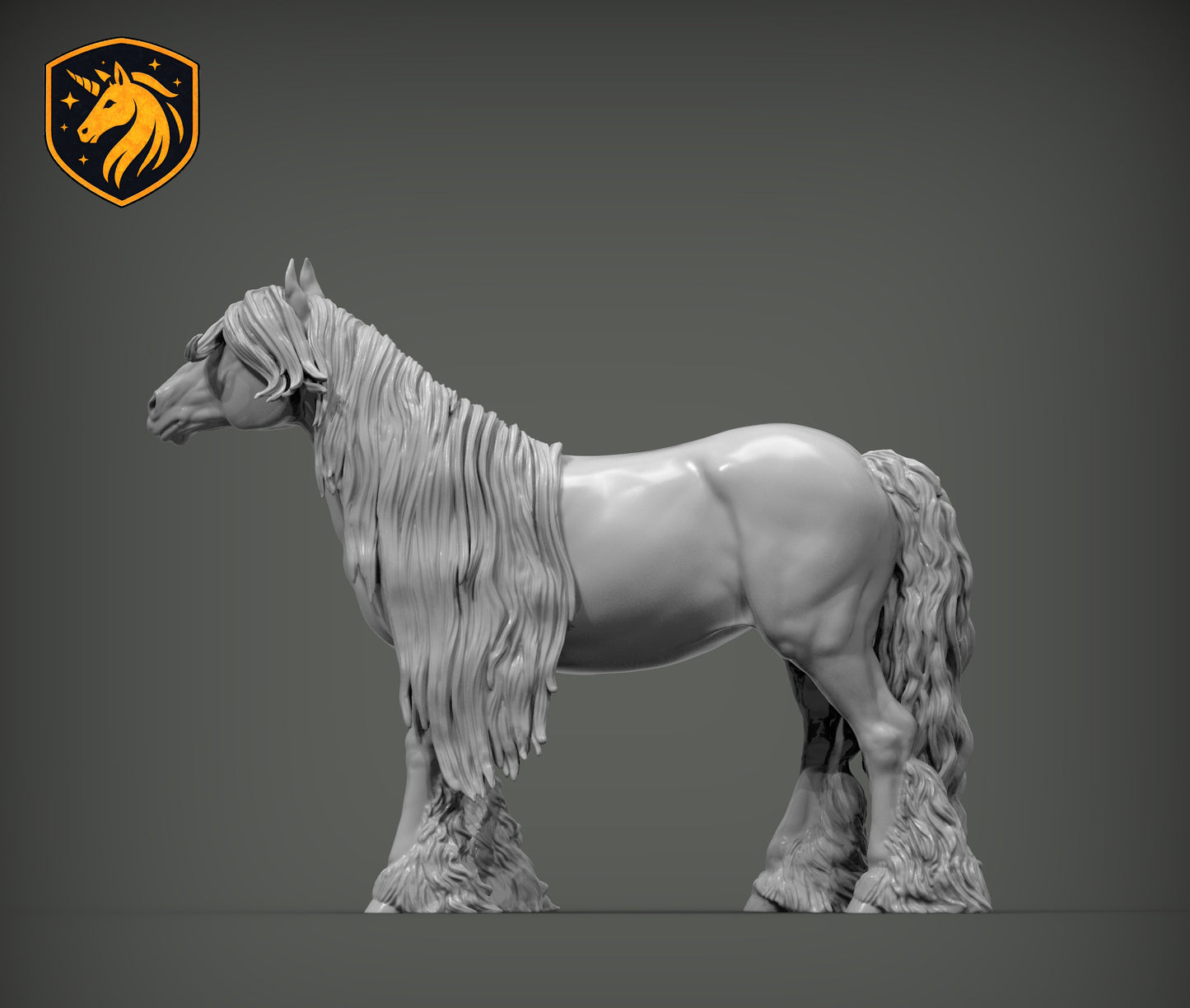 Gypsy Cob (Standing Pose) – Unpainted ABS Resin Model | Traditional Vanner Horse Sculpture