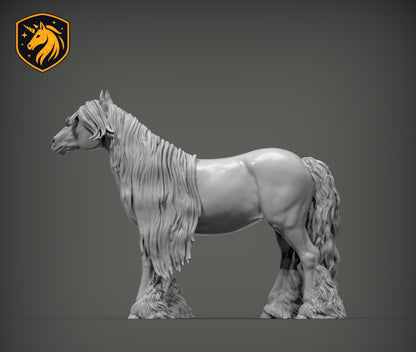 Gypsy Cob (Standing Pose) – Unpainted ABS Resin Model | Traditional Vanner Horse Sculpture