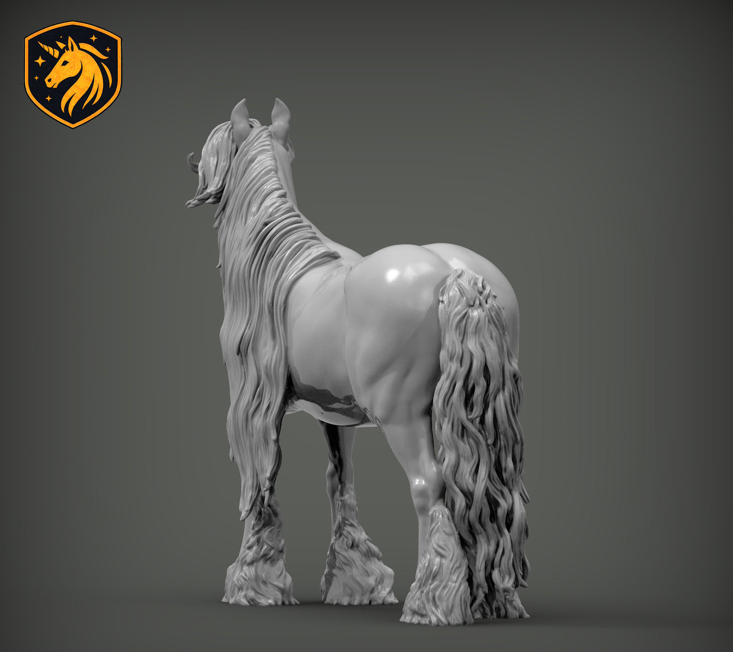 Gypsy Cob (Standing Pose) – Unpainted ABS Resin Model | Traditional Vanner Horse Sculpture