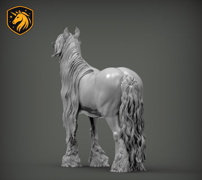 Gypsy Cob (Standing Pose) – Unpainted ABS Resin Model | Traditional Vanner Horse Sculpture