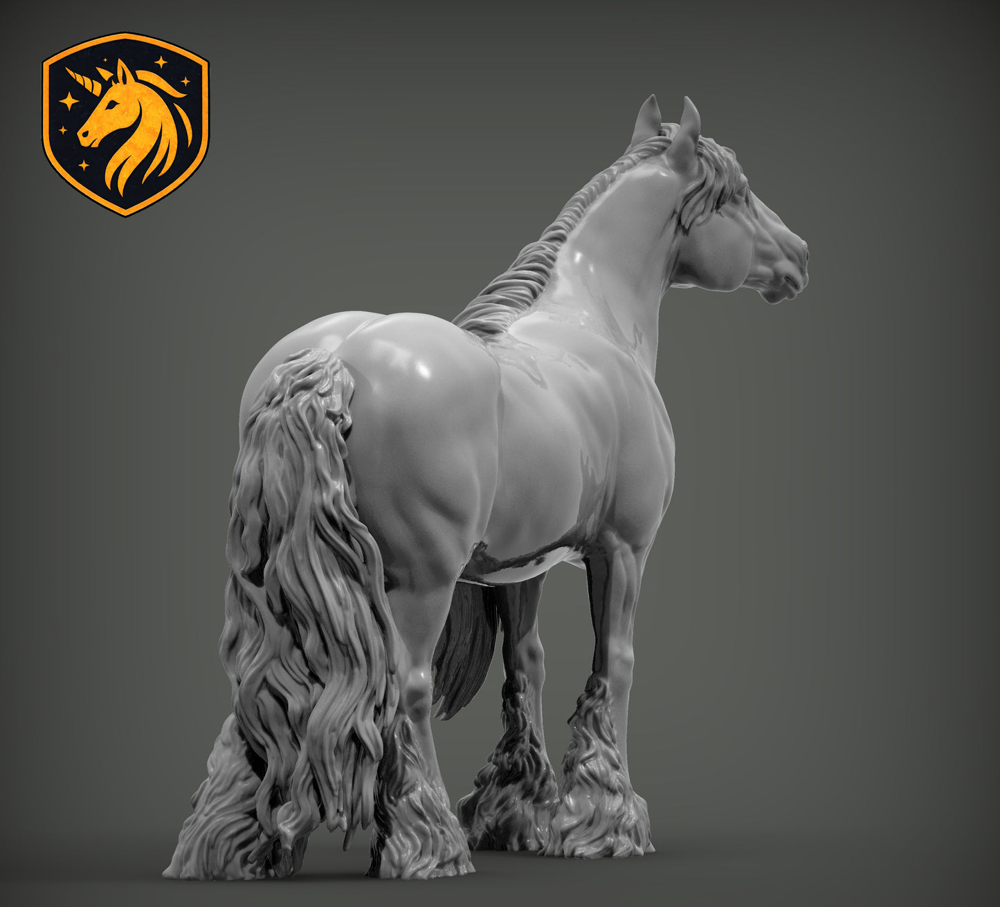 Gypsy Cob (Standing Pose) – Unpainted ABS Resin Model | Traditional Vanner Horse Sculpture