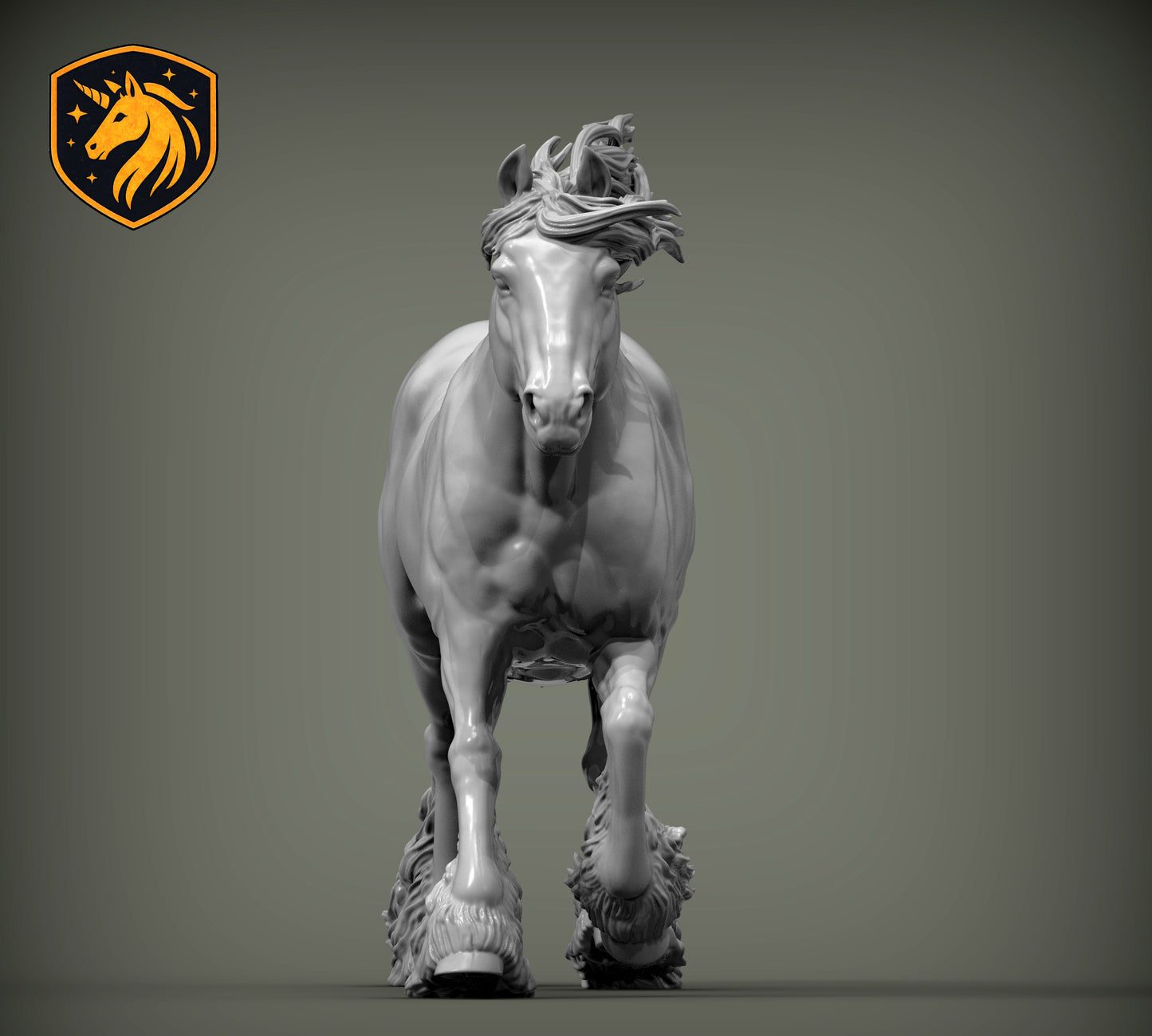 Gypsy Cob (Running Pose) – Unpainted ABS Resin Model | Traditional Vanner Horse Sculpture