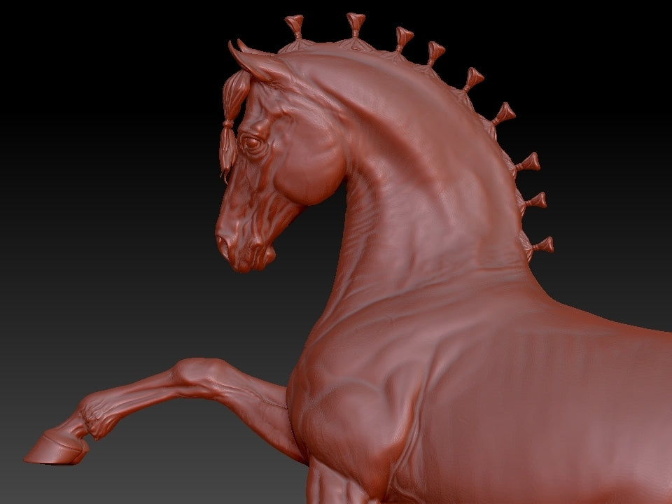 Andalusian Stallion – Elevated Collected Trot | Unpainted Resin Equine Model